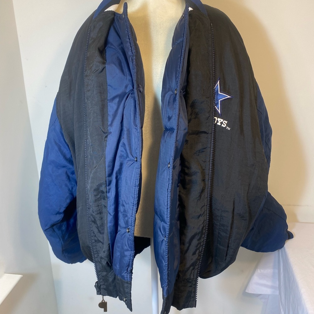 Men’s size XXL Cowboys NFL experience Nylon zipper & button jacket vintage - Picture 2 of 15